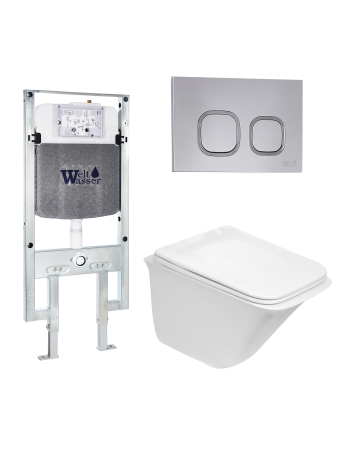 Унитаз с инсталляцией WeltWasser AMBERG 497 ST + ROTBACH 004 GL-WT + AMBERG RD-CR