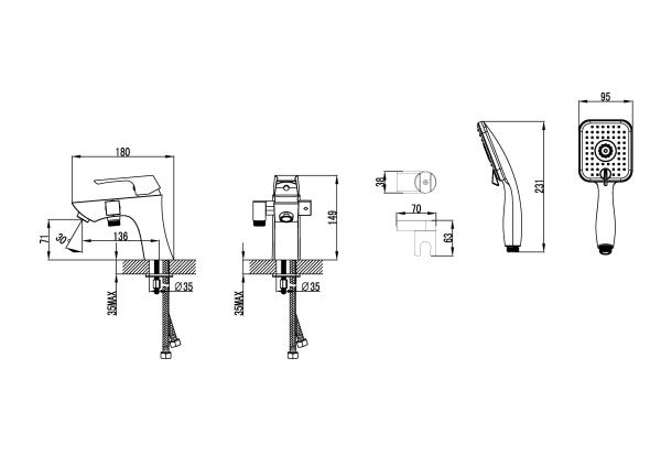 Смеситель Lemark Unit LM4515C на борт ванны