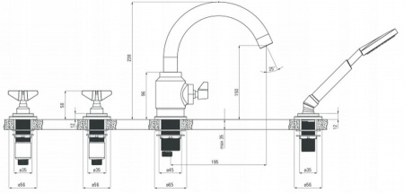 Смеситель на борт ванны Deante Temisto BQT 014D