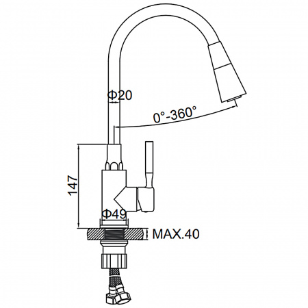 Смеситель для мойки с гибким изливом Ledeme L4199-3