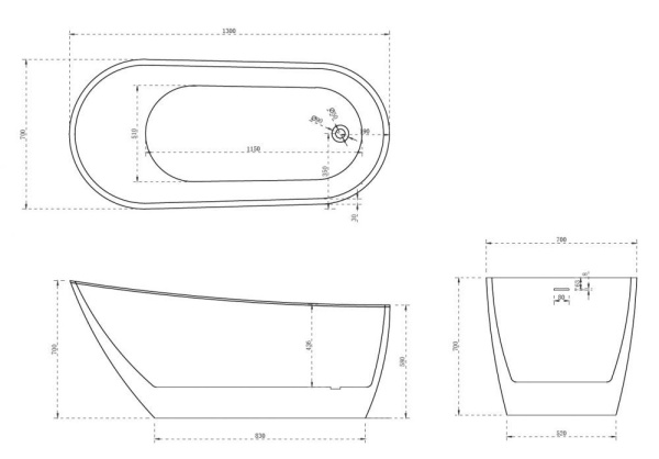 Акриловая ванна ABBER AB9353-1.3 белая