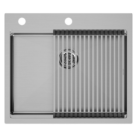 Мойка Paulmark KRONER-PRO 59 + ролл-мат PRO PM705951-BS+R405-BS 510х590х200 мм, нержавеющая сталь, нержавеющая сталь