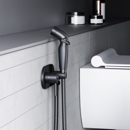 212000300 Option Смеситель Damixa монтируемый в стену, с гигиеническим душем, чёрный