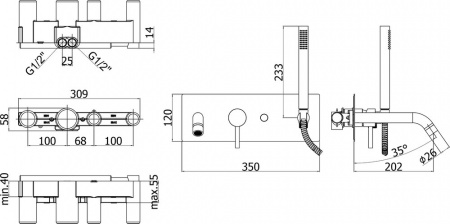 Встраиваемый смеситель для ванны с душем Paffoni Light LIG001CR