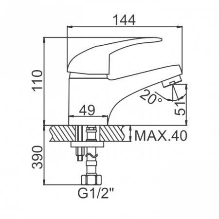 Смеситель для умывальника Ledeme H02-B L1002-B