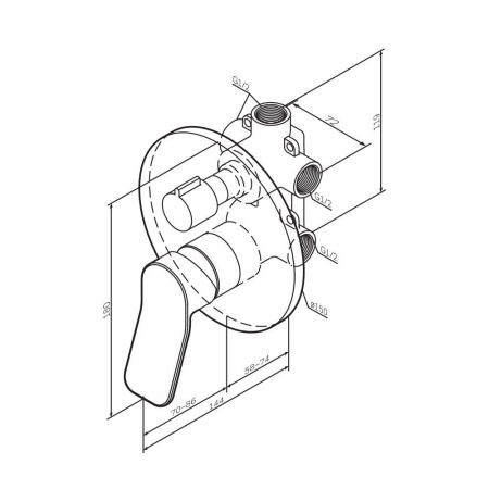 F85A55000 X-Joy Смеситель AM.PM встроенный с термостатом на 3 потребителя, хром