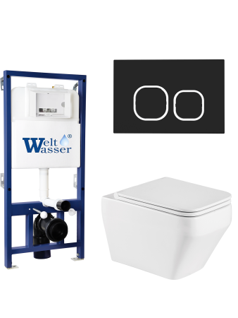 Комплект инсталляции с унитазом Weltwasser BAMBERG 525 + HOFBACH 041 GL-WT + BAMBERG BL