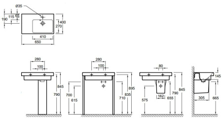 Раковина Jacob Delafon Odeon Up E4758G-00 65 см