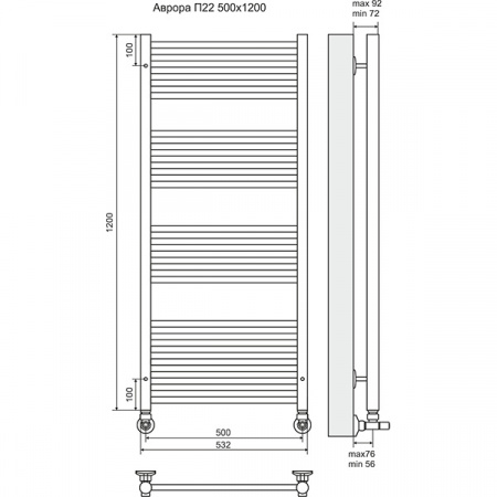 Полотенцесушитель Terminus Аврора П22 500х1196