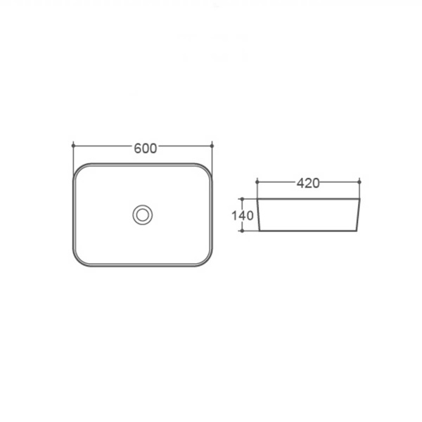 Раковина керамическая Vincea VBS-304, 600*420*140, накладная, цвет белый