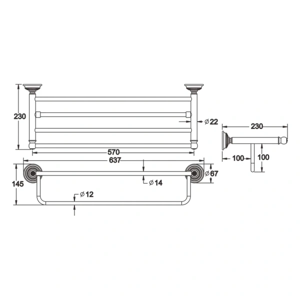 Полка для полотенец Rose RG1408Q, бронза