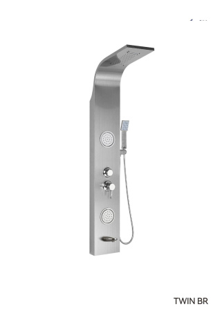 Панель TWIN BR душевая из нержавеющей стали с форсунками Ceruttispa CT9988, цвет матовая нержавеющая сталь