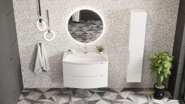 Тумба под умывальник Belux подвесная Ганновер 90-02, белый глянцевый