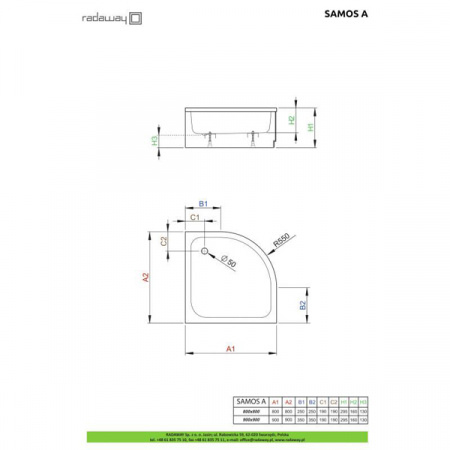 Душевой поддон Radaway Samos A 80x80 4S88300-03