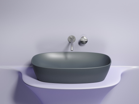 Умывальник чаша накладная овальная Ceramicanova Element 600*380*138мм, Темный антрацит матовый, CN6049MDH