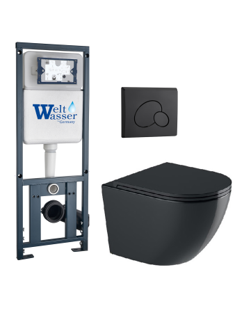 Комплект инсталляции с унитазом Weltwasser MARBERG 410 + MERZBACH 043 GL-BL + MAR 410 RD MT-BL