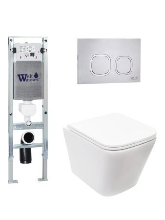 Комплект инсталляции с унитазом Weltwasser AMBERG 350 ST + GELBACH 043 MT-WT + AMBERG RD-MT CR