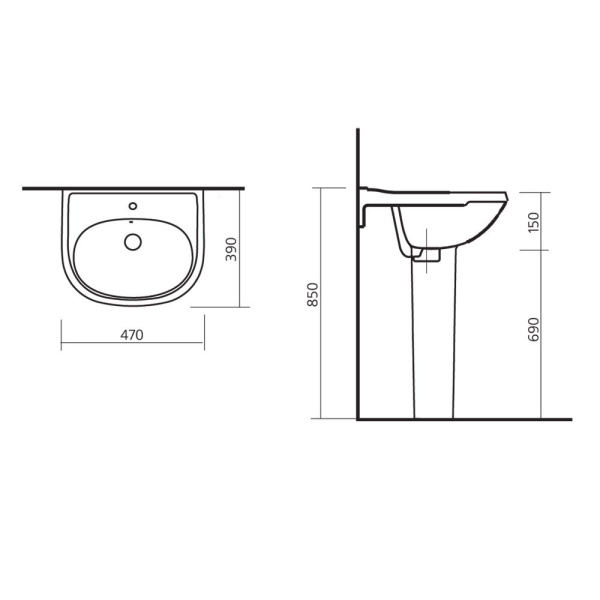 Раковина Sanita Комфорт 48, белая (WB.PD/Comfort/50-C/WHT.G/S1)