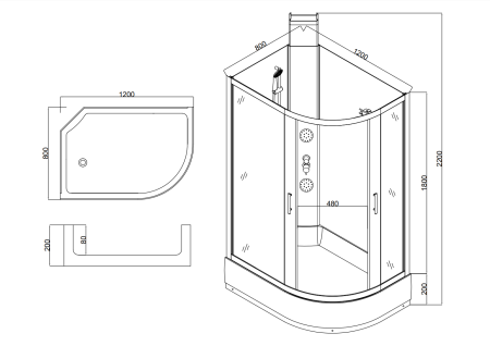 Душевая кабина Taliente TA-128CW(L) 120х80 асимметричная