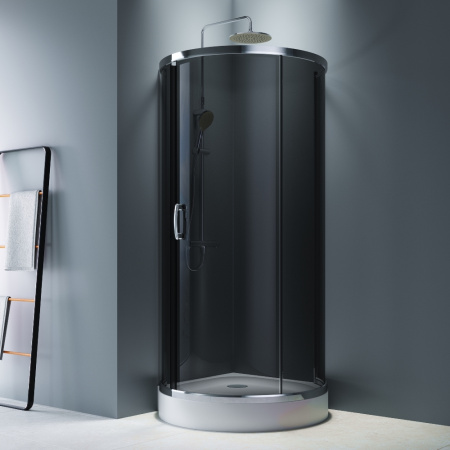 W83UG-333-095CG Like Round 95 Душевое ограждение AM.PM 95x95, стекло тонированное, профиль хром глянцевый