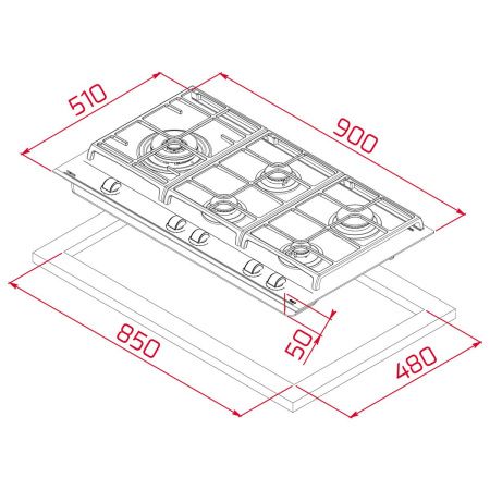 Газовая варочная панель TEKA GZC 95320 XBC BK (E4) 112570177