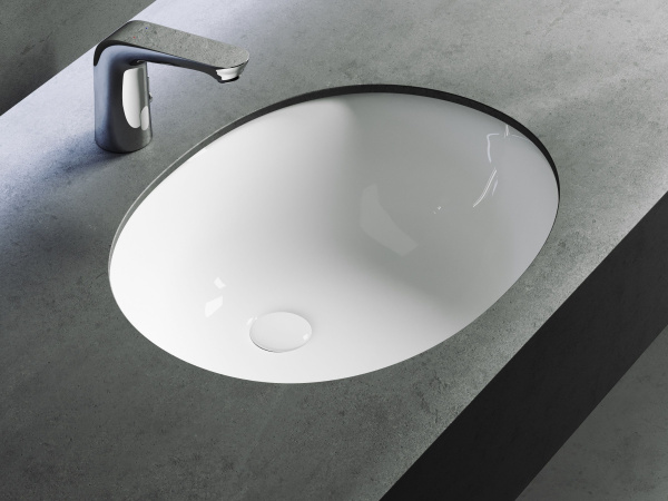 Умывальник овальный встраиваемый под столешницу Ceramicanova Element 560*420*195мм, с крепежом и шаблоном для установки, Белый, CN6043