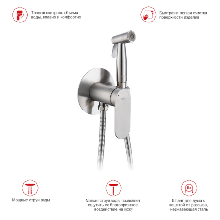 Гигиенический душ со смесителем  Raglo R10.52.05, сатин