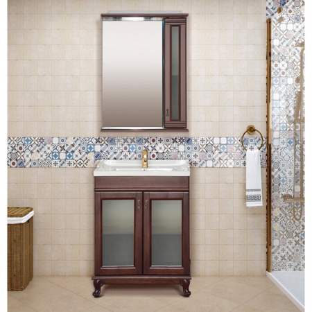 Зеркало-шкаф Misty Дублин 70 R орех/стекло