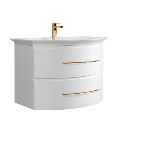 Тумба под умывальник Belux Версаль подвесная 80-02, белый глянцевый gold