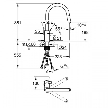 Смеситель для мойки Grohe Eurosmart Cosmopolitan 31481001