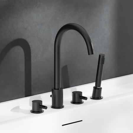 360400300 Scandinavian Pure Смеситель на борт ванны AM.PM, четырёхсекционный, черный матовый