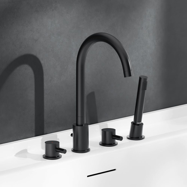 360400300 Scandinavian Pure Смеситель на борт ванны AM.PM, четырёхсекционный, черный матовый