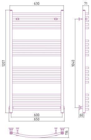 Полотенцесушитель Сунержа Аркус 1200x600 00-0251-1260