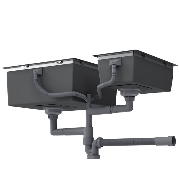 Сифон для двучашевой кухонной мойки БЕЗ ВЫПУСКА Reflexion Part RX9002PT