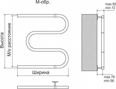 Полотенцесушитель Terminus М-обр БШ 500х400 4620768881466