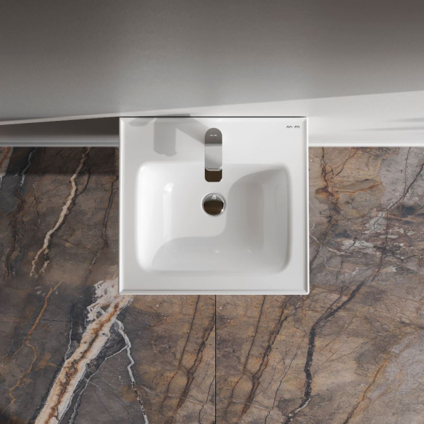 M85AWCC0502WG64 X-Joy, Раковина мебельная AM.PM, керамическая, 50 см, встроенная, цвет: белый, глянец