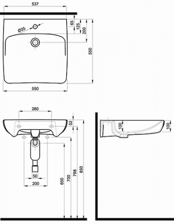 Умывальник Kolo Nova Pro M38455000 55 см для людей с ограниченными физическими возможностями