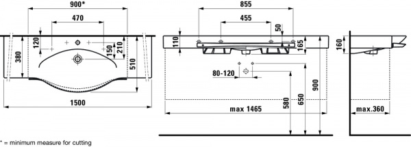 Умывальник Laufen Palace 8127060001471 150x51x16.5