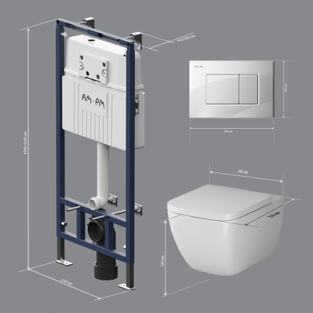 IS100201.901701 Инсталляция MasterFit с клавишей S глянц белый с подвесным унитазом Gem  FlashClean с сиденьем