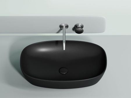 Умывальник чаша накладная овальная Ceramicanova Element 600*380*138мм, Черный матовый, CN6049MB