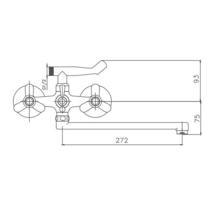 Смеситель для ванны Cron CN2112, хром