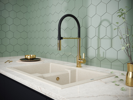 Смеситель для кухни Paulmark HALT Ha214021-G, золото