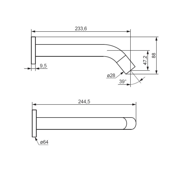 360270000 Scandinavian Pure Смеситель для умывальника Damixa монтируемый в стену, хром