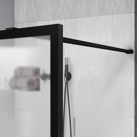 Душевая перегородка Vincea Walk-In VSW-1HP900FLB, 900*2000, черный матовый, стекло рифленое
