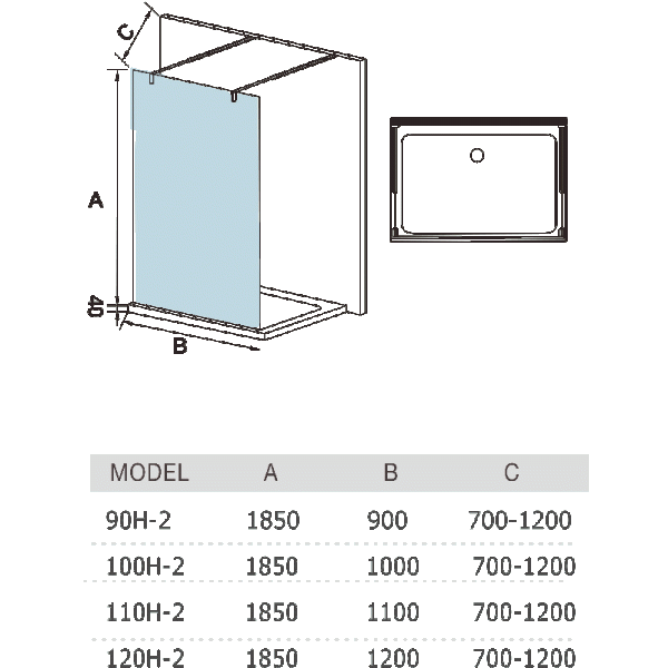 Душевая перегородка WeltWasser WW400 120H-2 1200х1850 мм