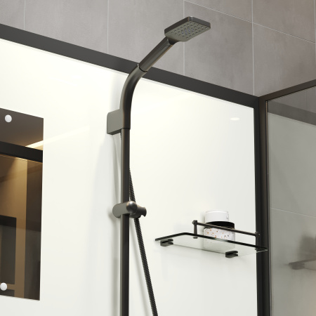 Душевая кабина Niagara Standart ST100/80/15Q/BL/BK (100х80х200) прямоугольник,поддон 15см,распашная,проф.черный,без крыши