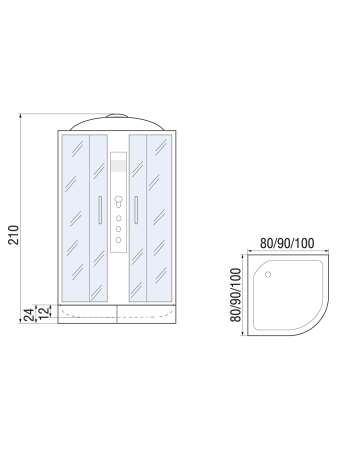 Душевая кабина River DUNAY 90/24 ТН 900х900х2100мм