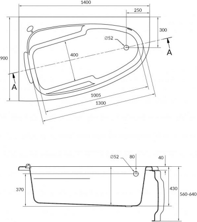 Акриловая ванна Cersanit Joanna 140x90 R WA-JOANNA*140-R-W