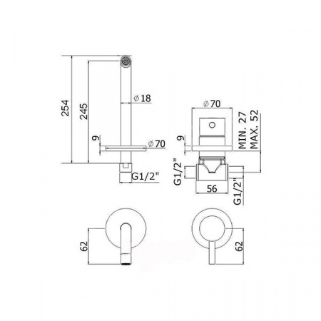 Смеситель скрытого монтажа для умывальника Paffoni Light LIG007ST70