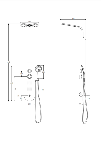 Душевая панель Taliente TA-G-A03Bb+s округлая настенная